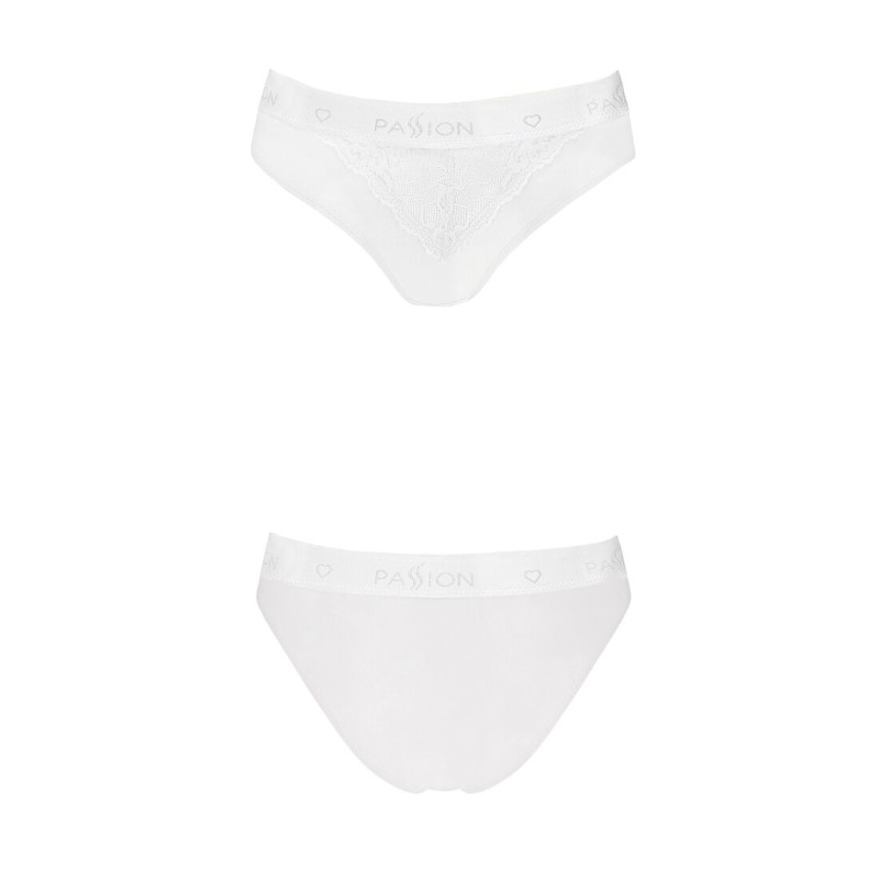 Трусики з широкою резинкою і мереживом Passion PS001 PANTIES white, size L