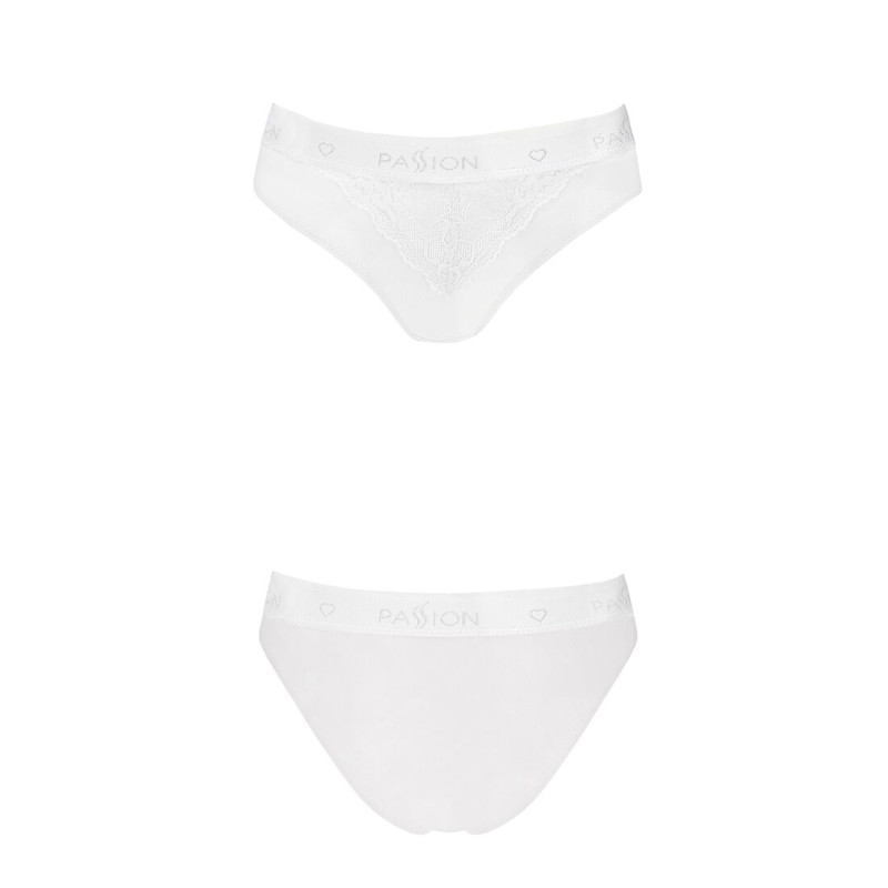 Трусики з широкою резинкою і мереживом Passion PS001 PANTIES white, size XL