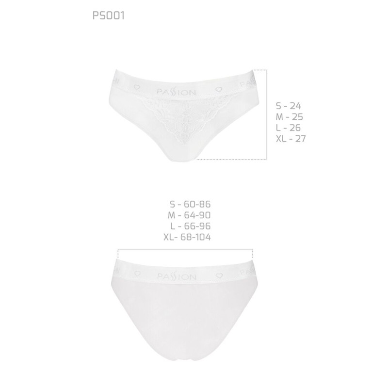 Трусики з широкою резинкою і мереживом Passion PS001 PANTIES white, size XL