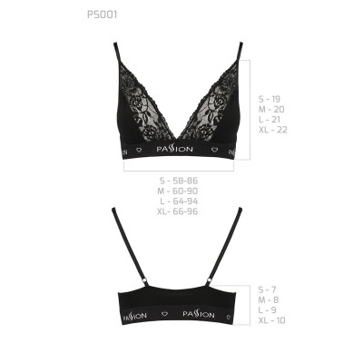 Еластичний топ з мереживом Passion PS001 TOP black, size L
