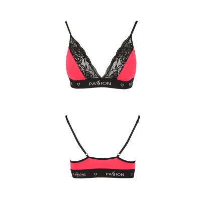 Еластичний топ з мереживом Passion PS001 TOP Red-Black, size M