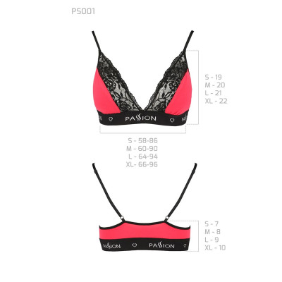 Еластичний топ з мереживом Passion PS001 TOP Red-Black, size M