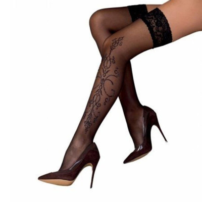 Чорні панчохи з ефектом тату Pasion ST111 nero 3/4 (20 den)