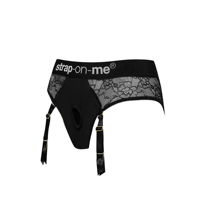 Мереживні трусики для страпона з підв’язками для панчіх Strap-On-Me DIVA HARNESS L (м'ята упаковка)