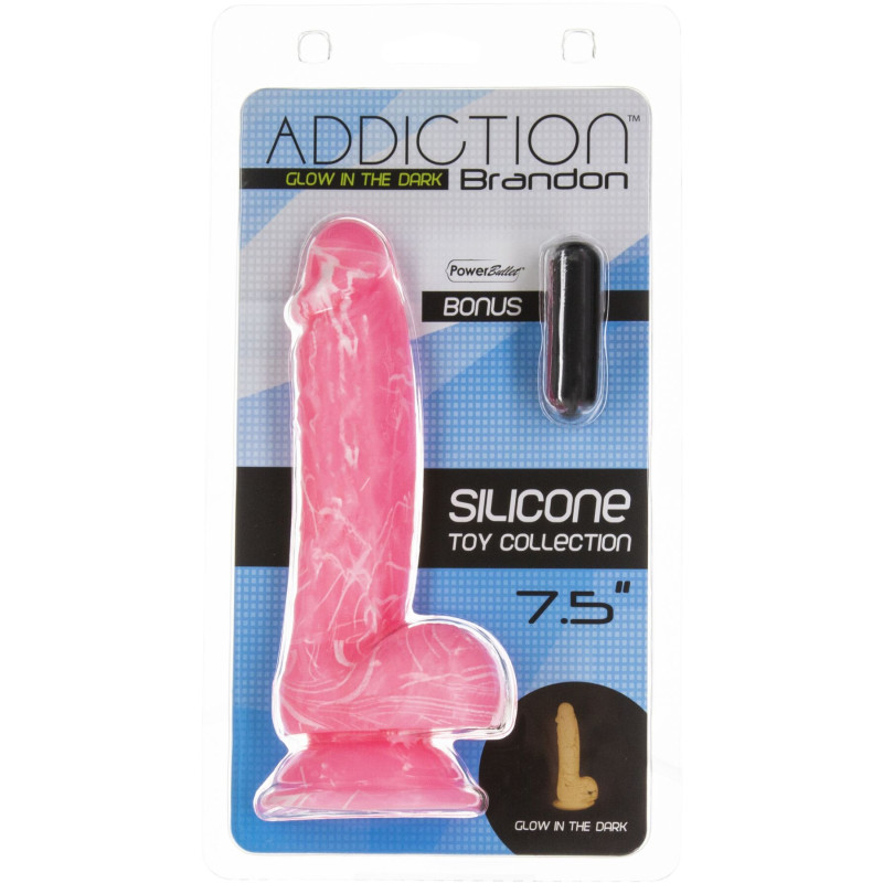 Фалоімітатор ADDICTION - BRANDON - 7.5 "- PINK G.I.D./W PB, світиться в темряві