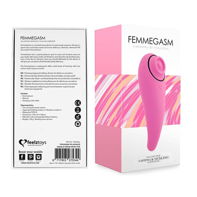 Пульсатор для клітора плюс вібратор FeelzToys - FemmeGasm Tapping and Tickling Vibrator Pink