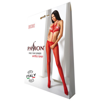 Еротичне бодістокінг Passion BS080 red