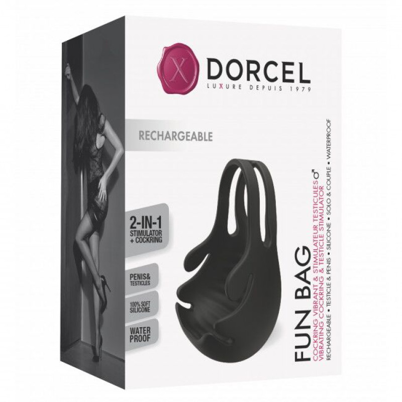 Ерекційне кільце з вібрацією і стимуляцією мошонки Dorcel FUN BAG, перезаряджається