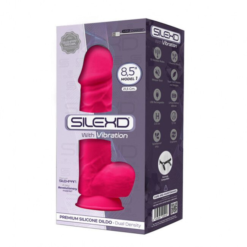 Фалоімітатор з вібрацією SilexD Norman Vibro Pink (Model 1), довжина 21.6 см, діаметр 5 см
