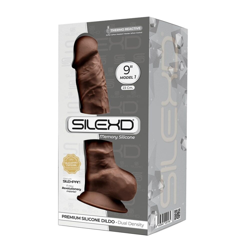 Фалоімітатор SilexD Tomas Brown (MODEL 1 size 9in), двошаровий, силікон + Silexpan, діаметр 4,7см