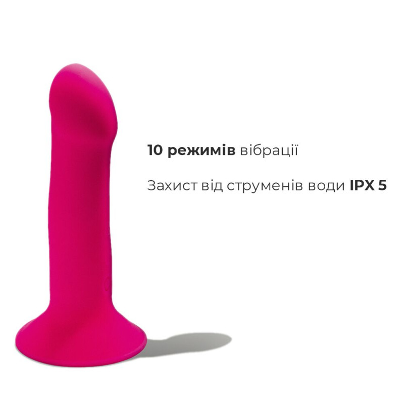 Ділдо з вібрацією Adrien Lastic Hitsens 2 Pink, відмінно для страпона, макс діаметр 4 см, довжина 17,2см