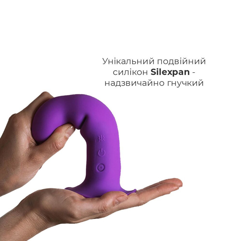 Ділдо з вібрацією Adrien Lastic Hitsens 3 Purple, відмінно для страпона, діаметр 4 см, довжина 18,2см