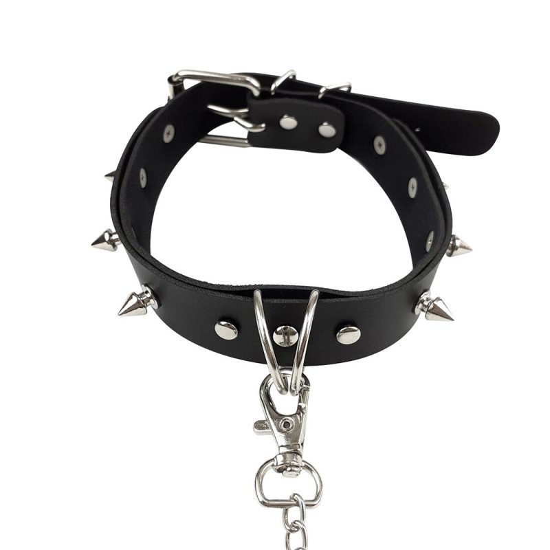 Чокер з шипами та поводком Art of Sex - Collar Spikes and Leash
