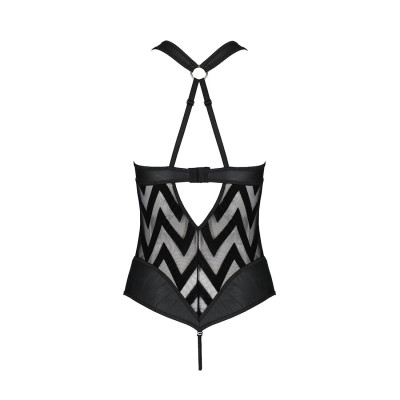 Сітчатий боди з халтером та ритмічним рисунком Hima Body Black L/XL - Passion