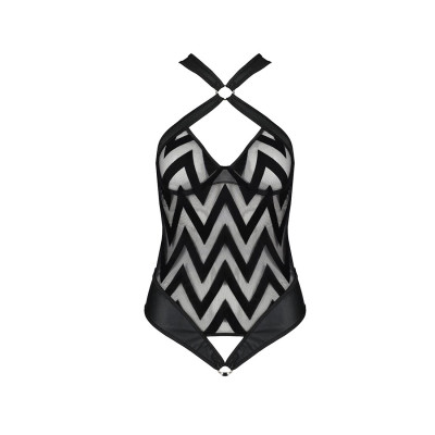 Сітчатий боди з халтером та ритмічним рисунком Hima Body black XXL/XXXL - Passion