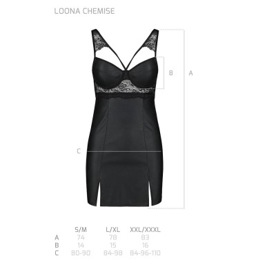 Бебі-долл із еко-шкіри та мережива Loona Chemise Black S/M - Passion