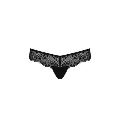 Мережевні трусики-танга з атласним бантиком Naja Thong Black L/XL - Passion