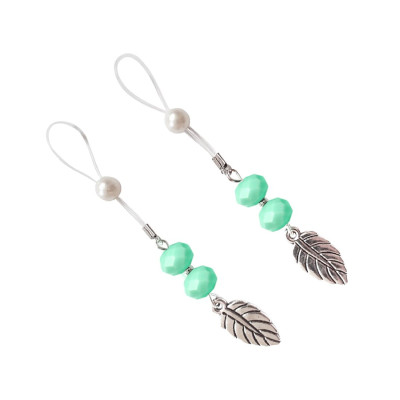Сексуальні прикраси для сосків з листком Nipple Jewelry Leaf, колір мятний