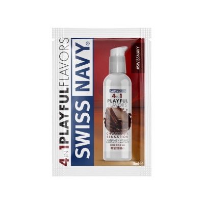 Пробник їстівного зігріваючого лубрикату на водній основі Swiss Navy 4 в 1 - Chocolate Sensation (Шоколад) 5 мл