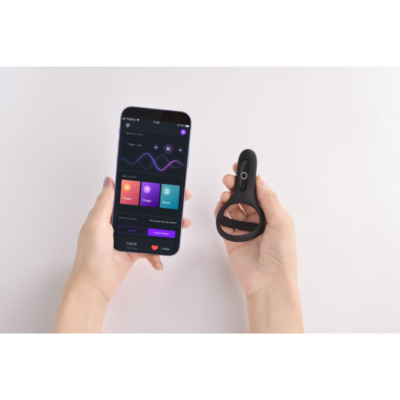 Подвійне ерекційне кільце Magic Motion Fun Town Rise Black, керування зі смартфону
