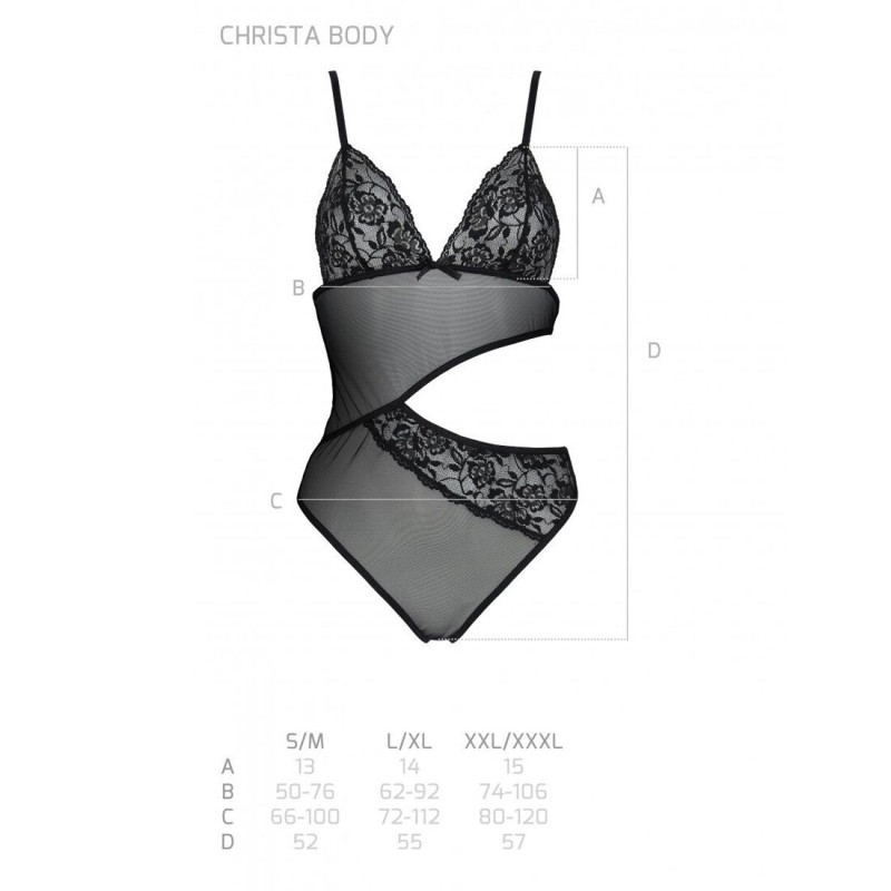 Боді із ажурним ліфом Christa Body black L/XL — Passion