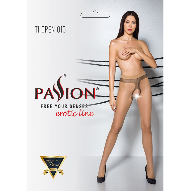 Колготки тілесні з відкритим доступом Passion TIOPEN 010 beige 3/4 (20 den), контрастна лінія