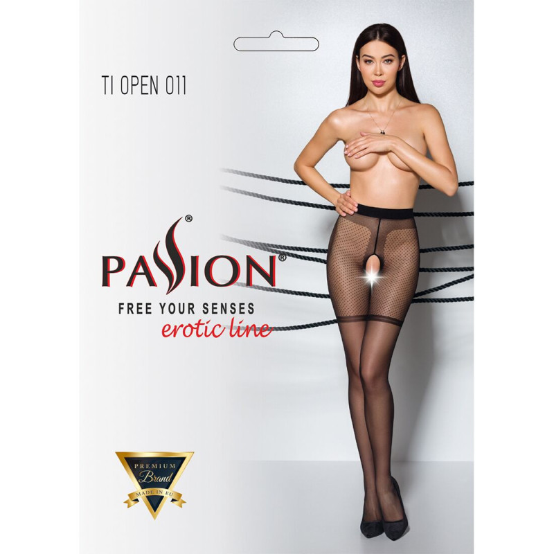 Колготки з відкритим доступом Passion TIOPEN 011 black 5 (20 den), з контрастними шортиками.