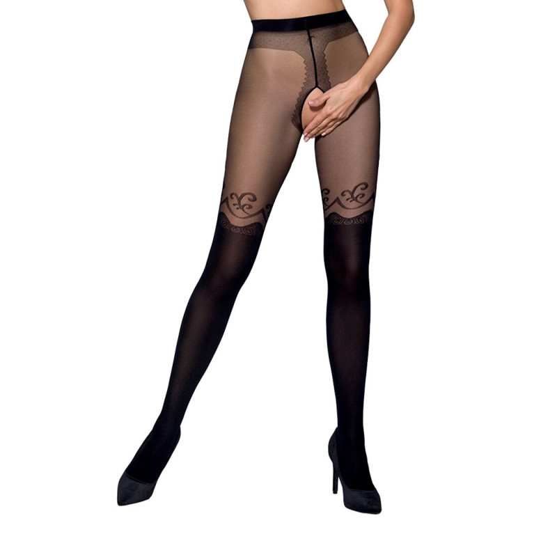 Колготки с открытым доступом Passion TIOPEN 012 black 3/4 (20/40 den), двойная плотность