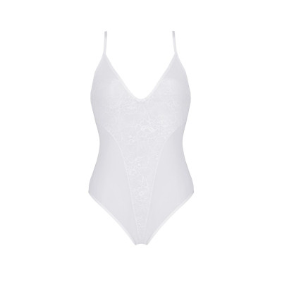 Боді Passion Ursula Body white XXL/XXXL, з ажурним декором та відкритим кроком