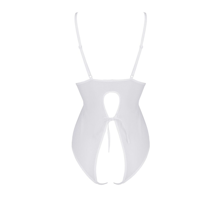 Боді Passion Ursula Body white XXL/XXXL, з ажурним декором та відкритим кроком