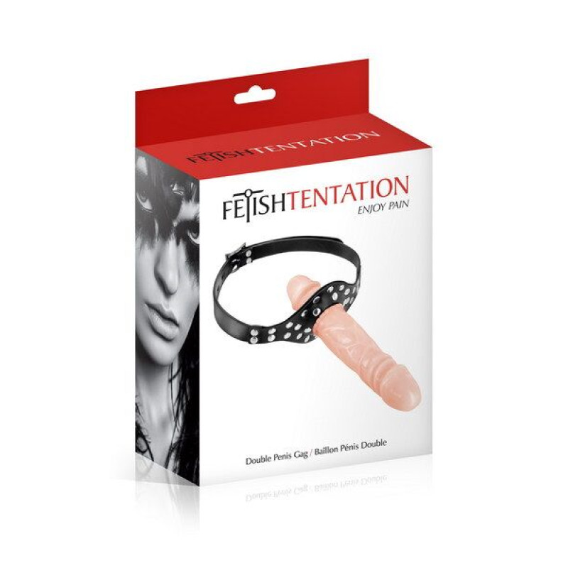 Кляп з подвійним фалоімітатором Fetish Tentation Double Penis Gag Flesh
