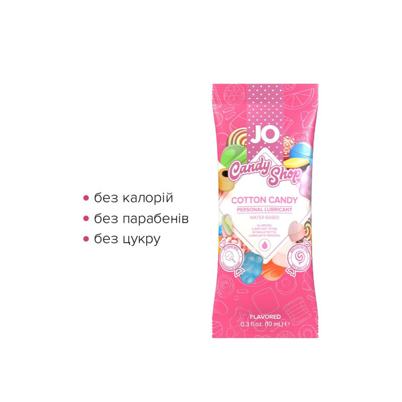 Набір їстівних пробників лубриканту JO H2O - Солодка вата - Cotton Candy - 12 x 10мл