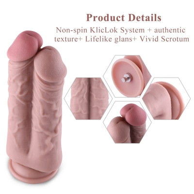 Подвійний дилдо для секс-машин Hismith 8.5” Two Cocks One Hole Silicone Dildo