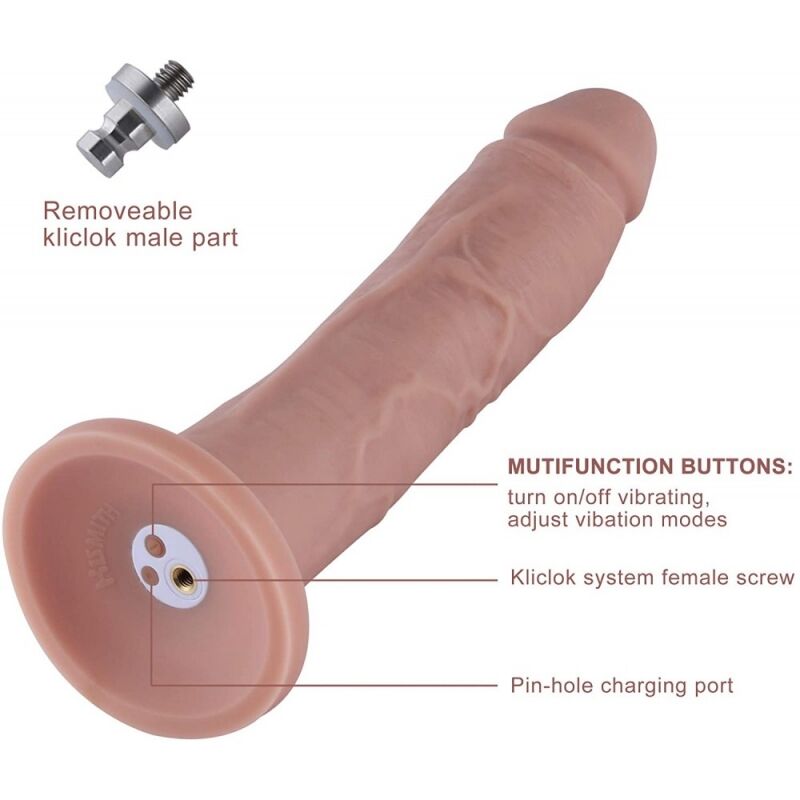 Фалоімітатор з вібрацією для секс-машин Hismith 10.2" Silicone Dildo with Vibe