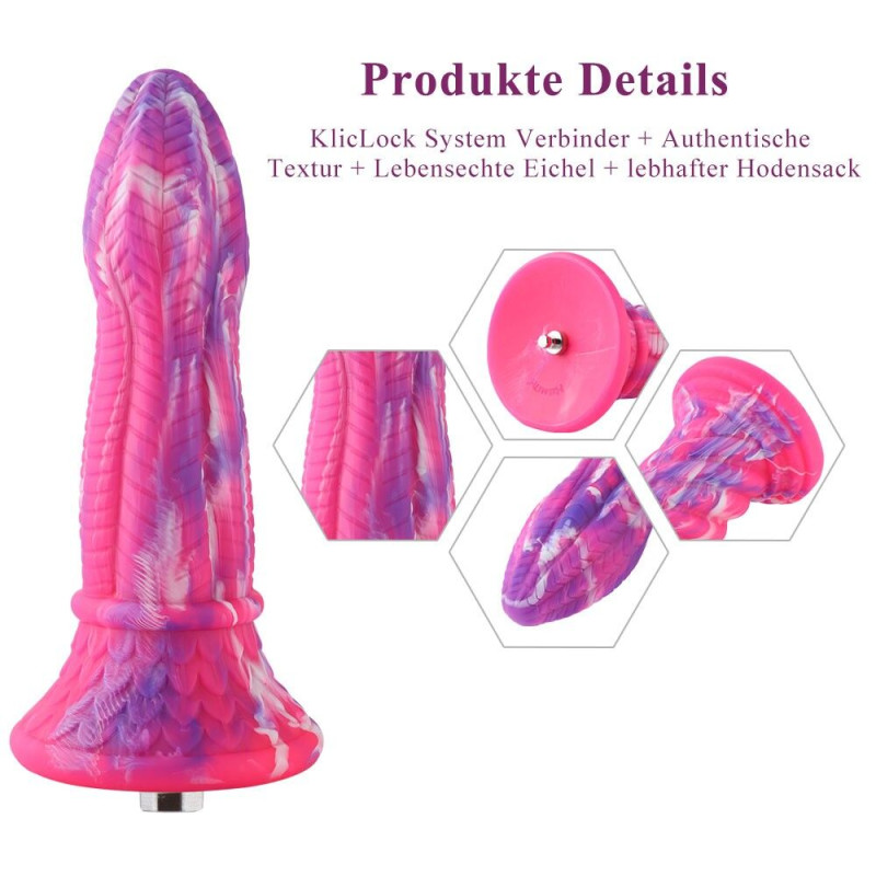 Фалоімітатор для секс-машин Hismith 10.3″ Silicone Monster Dildo Series, система кріплення KlicLok