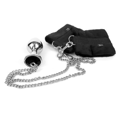 Наручники с анальной пробкой Art of Sex with Metal Anal Plug size M Black