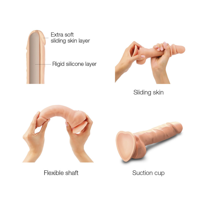 Реалістичний фалоімітатор Strap-On-Me Sliding Skin Realistic Dildo Vanille - M, ефект рухомої шкіри