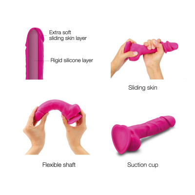 Фалоімітатор Strap-On-Me Sliding Skin Realistic Dildo Fuchsia - M