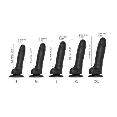 Реалістичний фалоімітатор Strap-On-Me Sliding Skin Realistic Dildo Black - M, ефект рухомої шкіри