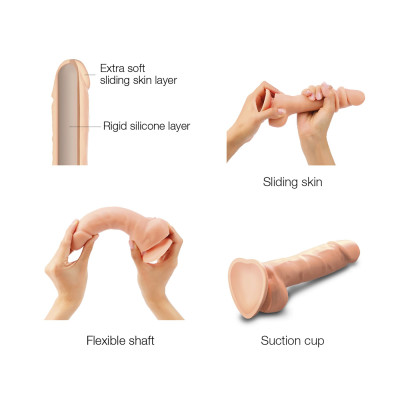 Фалоімітатор Strap-On-Me Sliding Skin Realistic Dildo Vanille - XXL