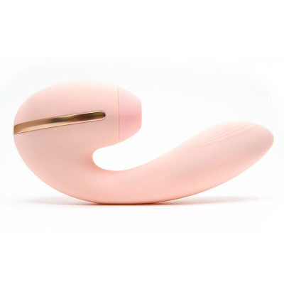 Вакуумний вібратор KISSTOY Tina Mini Light Pink, вагінально-кліторальний