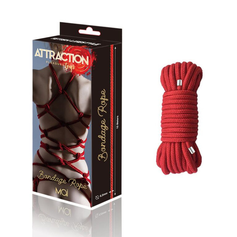 Мотузка для BDSM BTB Bondage Rope Red, довжина 5 м, діаметр 65 мм, поліестер