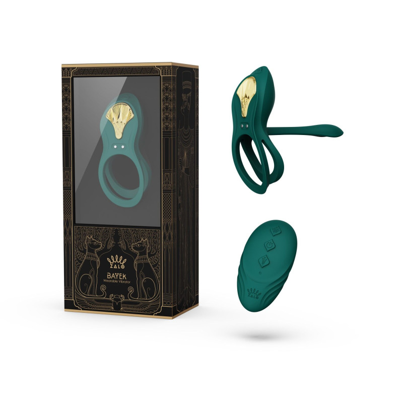 Смарт-ерекційне кільце Zalo — BAYEK Turquoise Green, подвійне з частиною, що вводиться, пульт ДУ