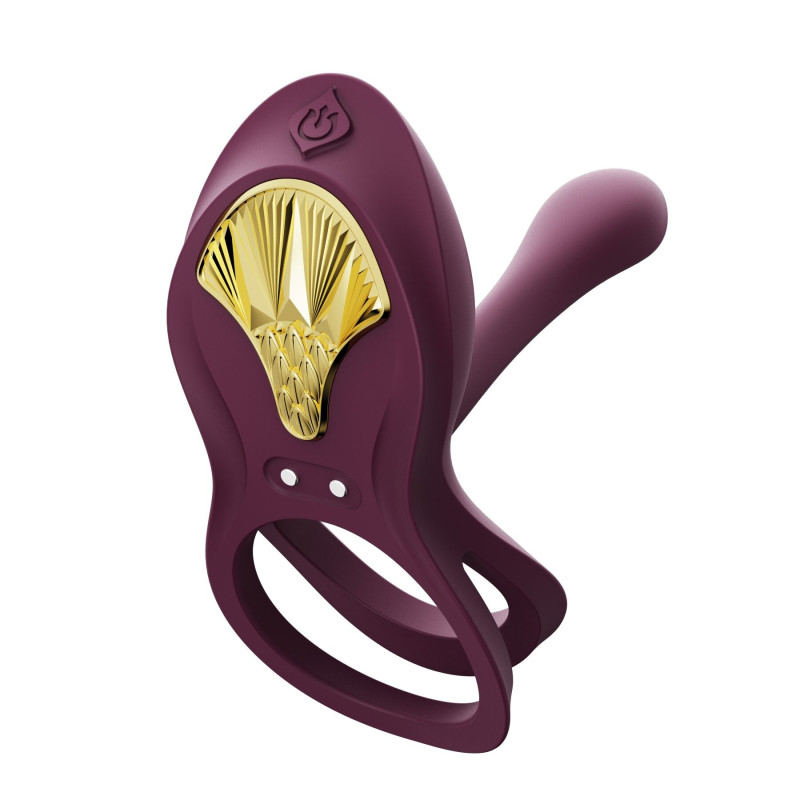 Смарт-ерекційне кільце Zalo — BAYEK Velvet Purple, подвійне з частиною, що вводиться, пульт ДУ
