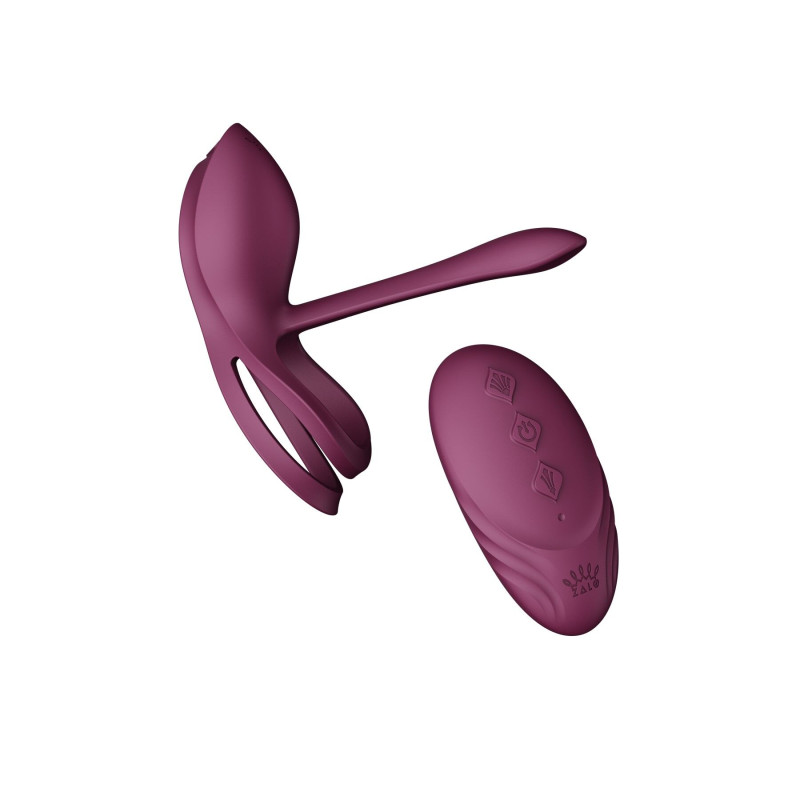 Смарт-ерекційне кільце Zalo — BAYEK Velvet Purple, подвійне з частиною, що вводиться, пульт ДУ