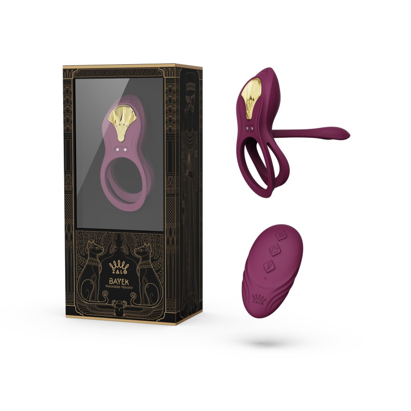 Смарт-ерекційне кільце Zalo — BAYEK Velvet Purple, подвійне з частиною, що вводиться, пульт ДУ