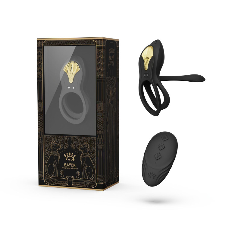 Смарт-ерекційне кільце Zalo — BAYEK Obsidian Black, подвійне з частиною, що вводиться, пульт ДУ