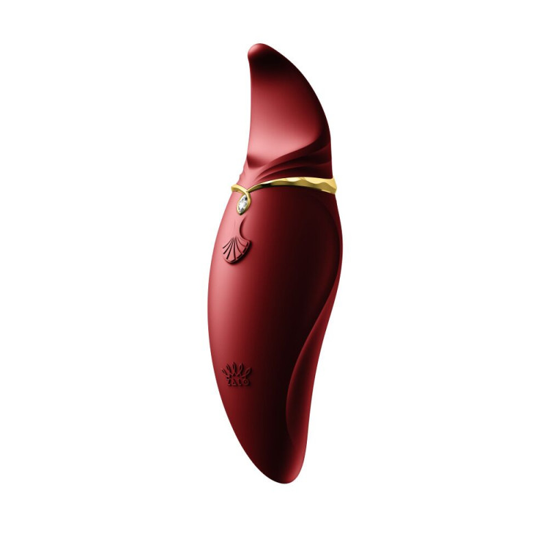Вібратор 2в1 з язичком Zalo - Hero Wine Red, кристал Swarovski