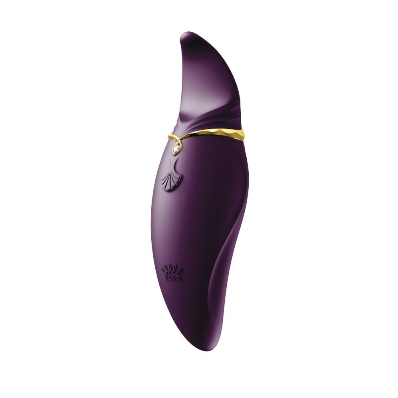 Вібратор 2в1 з язичком Zalo - Hero Twilight Purple, кристал Swarovski