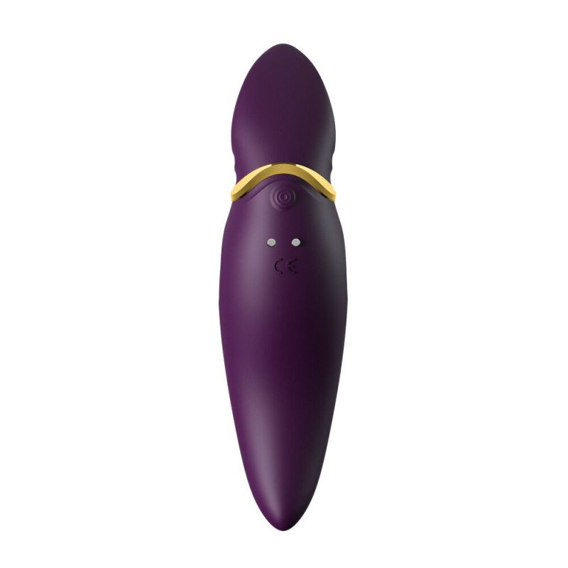 Вібратор 2в1 з язичком Zalo - Hero Twilight Purple, кристал Swarovski